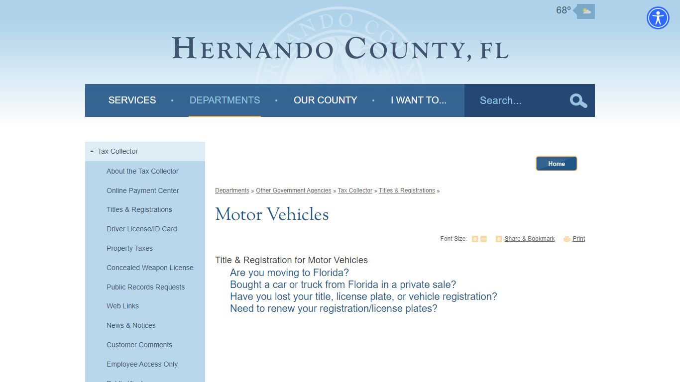 Motor Vehicles | Hernando County, FL